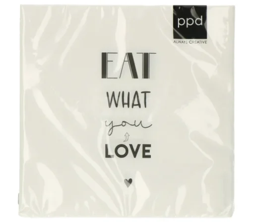Servietten Eat what you love 33x33 cm
