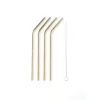 Set van 4 cocktailrietjes uit rvs goud met reinigingsborstel 20.5 cm