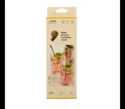 Set van 4 cocktailrietjes uit rvs goud met reinigingsborstel 20.5 cm