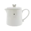 Theepot Wit met klein zwart hartje