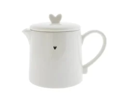 Theepot Wit met klein zwart hartje